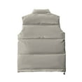 thumbnail image 6 of LpwkSSA Men's Quilted Puffer Vest Full Zip Up With Zippered Pockets Stand Collar Lightweight Causal Sleeveless Jacket Warmth Fall Winter Menswear Tops Gray M, 6 of 7
