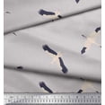 thumbnail image 1 of Soimoi Gray Poly Georgette Fabric Flying Stork Bird Fabric Prints By Yard 52 Inch Wide, 1 of 5