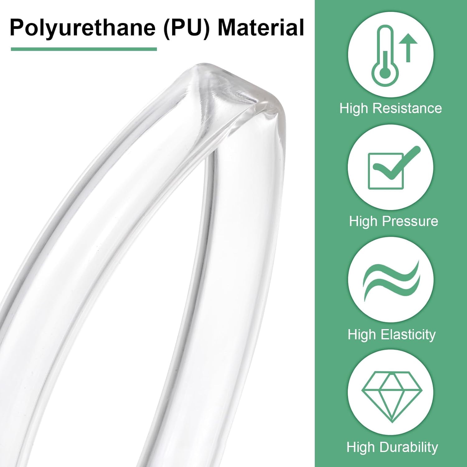 MKEUDQ-Pneumatic Tubing Pipe, 8mm(ID) x12mm(OD) PU Polyurethane Air Compressor Hose for Air Compressor Fitting/Gas/Fluid Transfer, Air Hose Line Tube [5M/16.4ft, Clear]