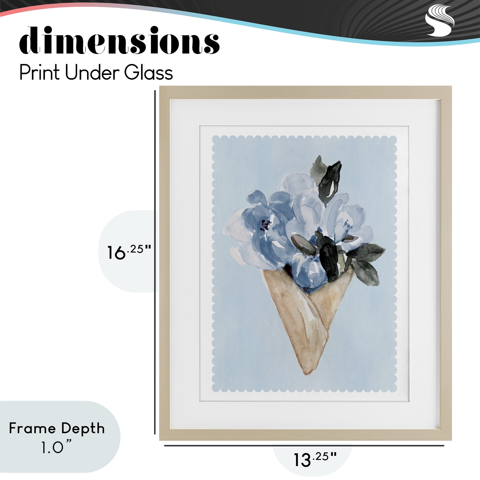 Stupell Industries Blue Flower Gift Bouquet Birch Framed Print Under Glass, design by Elizabeth Medley