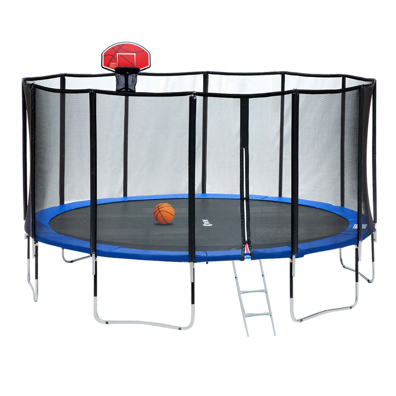 Exacme 15 FT Round Trampoline with 400 LBS Weight Limit&Upgraded Carbon Fiber Support Pole With Orange Basketball Hoop