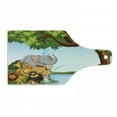 thumbnail image 1 of Cartoon Cutting Board, Various Cartoon Style Animals Together by River Bank Tree Bird Funny Wildlife, Decorative Tempered Glass Cutting and Serving Board, Wine Bottle Shape, Multicolor, by Ambesonne, 1 of 1