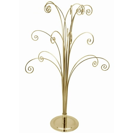 Ornament Tree Display Stand Creative Hobbies 20 Inch Tall Ornament Display Tree, Bright Brass Plated, Holds 15 Ornaments ()
