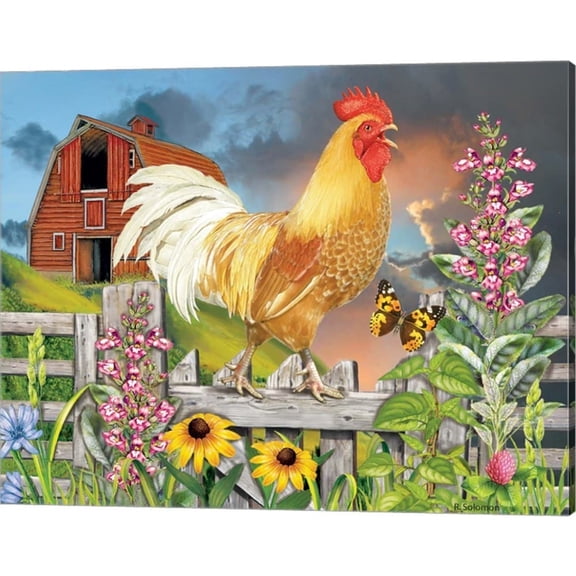 Rosiland Solomon 'Yellow Rooster Greeting The Day' Canvas Art