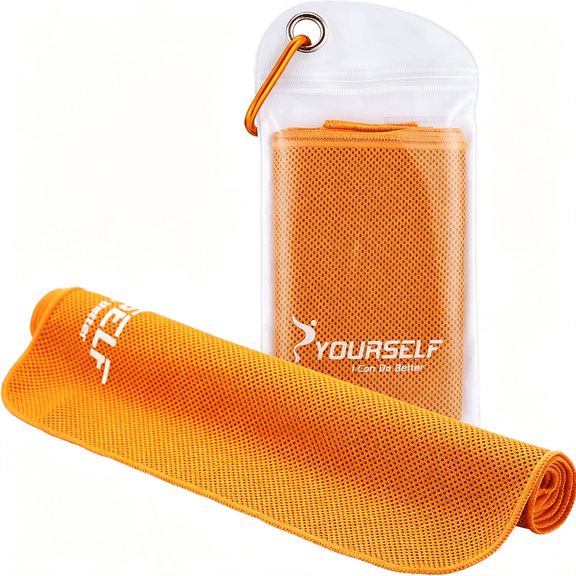 AUQ Cooling Towel,Cooling Towels for Neck,40" X 12"Ice Towel for Instant Cooling Relief,Soft Breathable Chilly Towel,Perfect Yoga,Golf,Sports,Gym,Workout,Athletes Towel (1Pc-Orange)