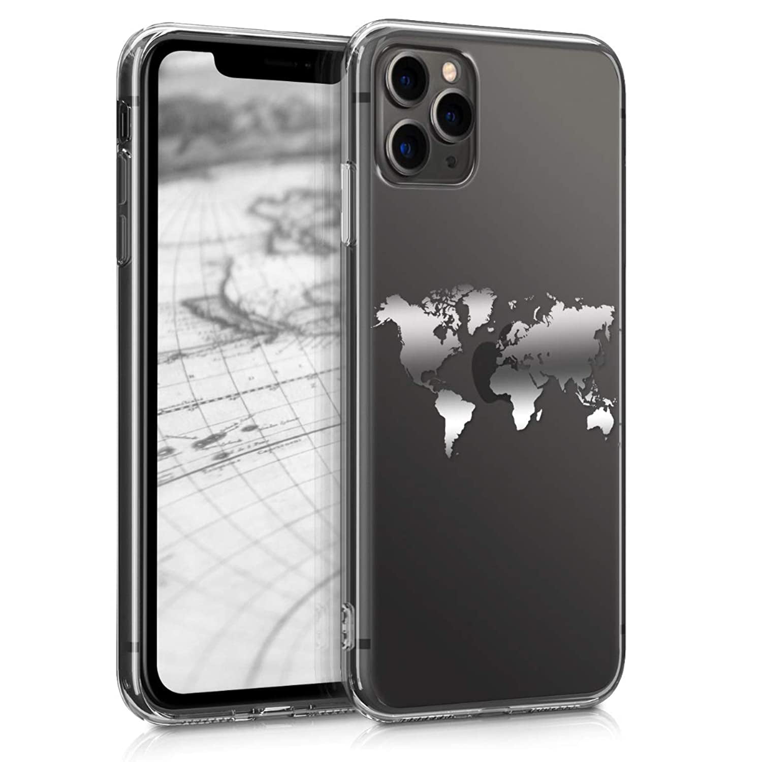 Kwmobile Tpu Case Compatible With Apple Iphone 11 Pro Max Soft Crystal Clear Imd Design Back Phone Cover Travel Outline Silver Transparent Walmart Com Walmart Com