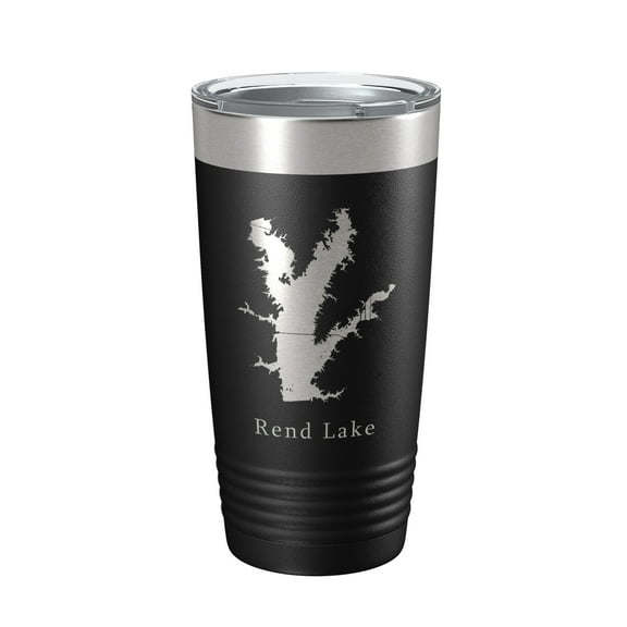 Rend Lake Map Tumbler Travel Mug Insulated Laser Engraved Coffee Cup Illinois 20 oz Black