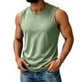 thumbnail image 3 of Wiyuqeen Mens Solid Sleeveless Crew Neck Ice Silk Tank Top Stretch Quick Dry Athletic Undershirt Outdoor Sports Active Fit, 3 of 10