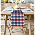 thumbnail image 2 of Table Runner Dresser Scarves 72 Inch Long, Independence Day Patriotic Buffalo Plaid Linen Dining Table Runners Freedom Red Blue White Checker Tabletop Scarf for Wedding Holiday Party Kitchen, 2 of 9
