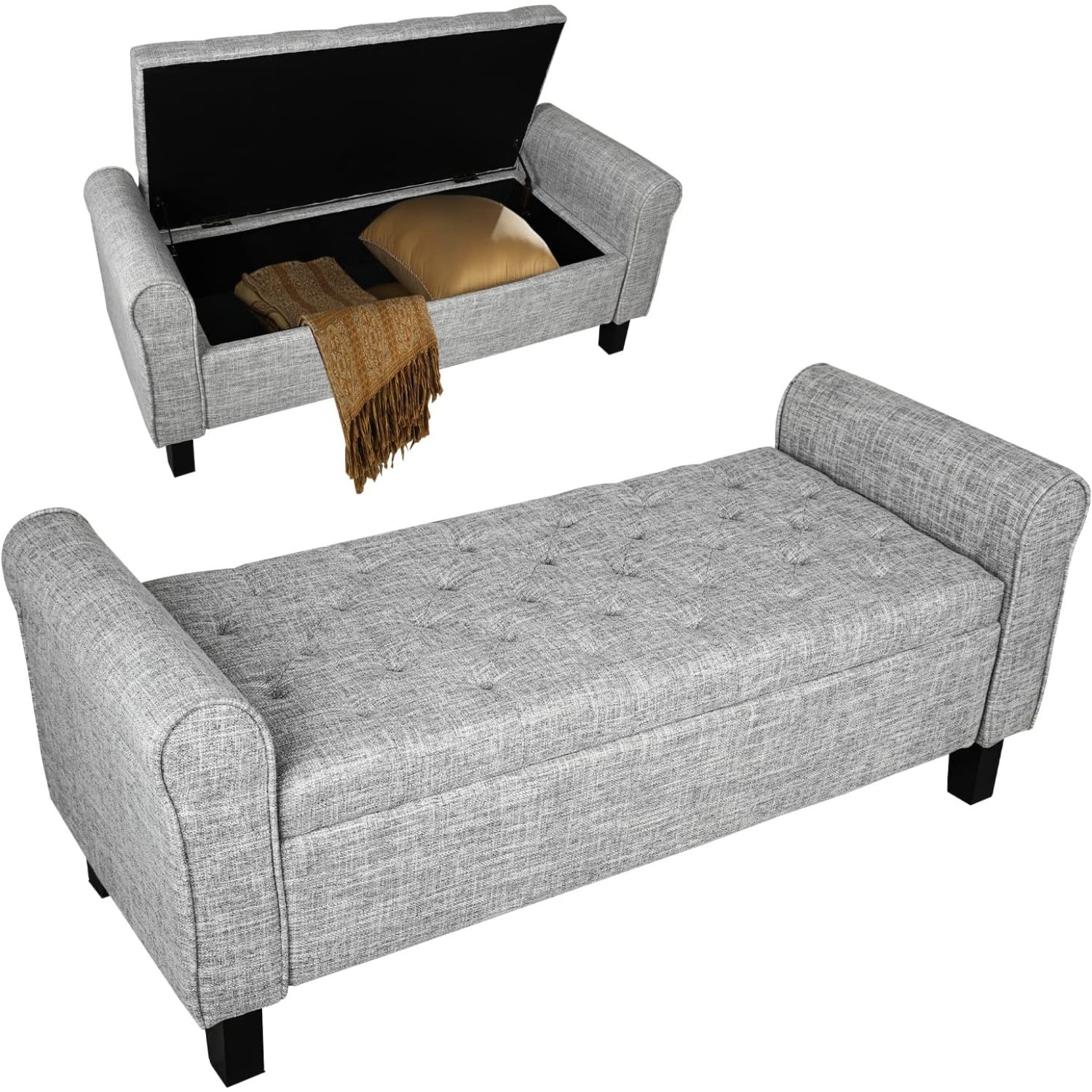 FulnKye End of Bed Bench, Storage Bench Ottoman, Bedroom Bench with