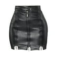 thumbnail image 1 of Falda casual de piel sintética para mujer, falda cruzada, estilo streetwear, falda ajustada estilo Y2K. Negro, 1 of 9