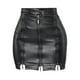 thumbnail image 1 of Falda informal de cuero sintético para mujer, vestido de cintura alta con cremallera frontal, color negro, estilo lápiz Y2K, 1 of 9