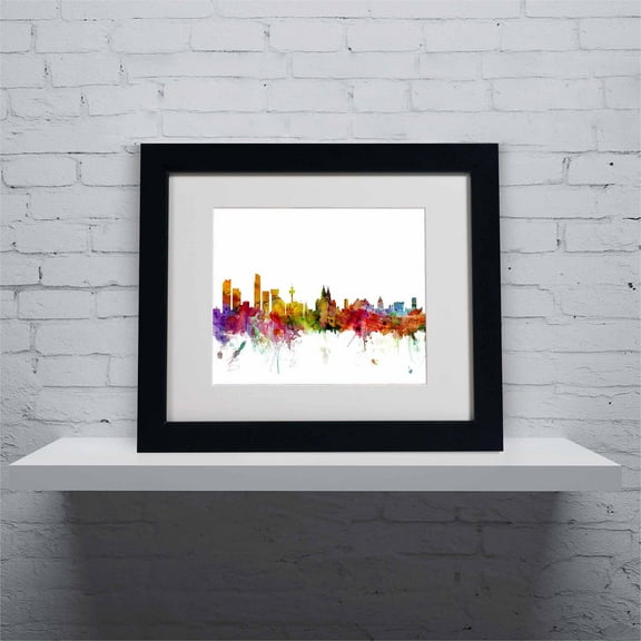 Trademark Fine Art "Liverpool England Skyline" Canvas Art by Michael Tompsett, Black Frame