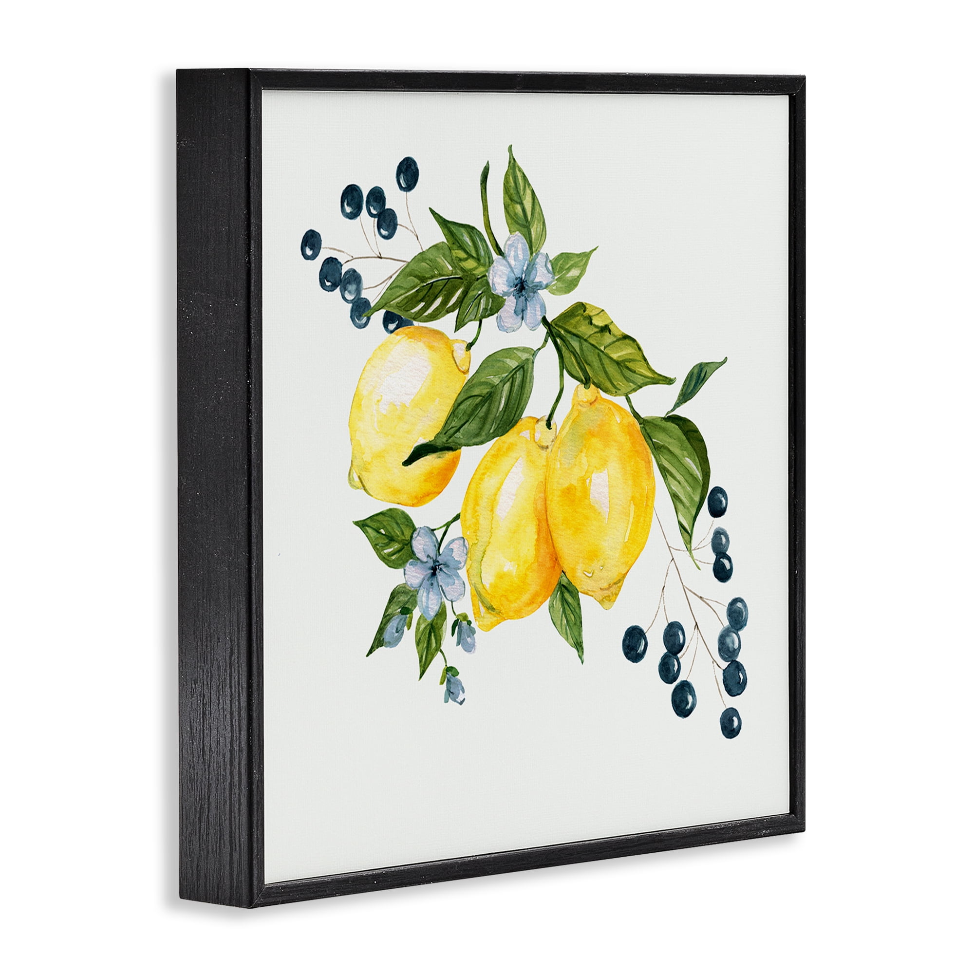Stupell Industries Lemons with Blossoms & Berries Black Framed Giclee Art, design by Livi Finn