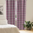 thumbnail image 2 of Ambesonne Checkered Window Curtains, Vintage Purple Retro, Each 28" W x 63" L, Cream Blue Purple, 2 of 4