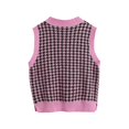 thumbnail image 2 of Women Knit Sweater Houndstooth Pattern Sleeveless Loose V Neck, 2 of 2