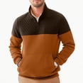 thumbnail image 2 of YATELLE Men's Mock Neck Sweatshirts Quarter Zip Quilted Sweater Color Block Long Sleeve Casual Pullover, 2 of 5