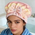 thumbnail image 2 of Toalla para el cabello súper absorbente, gorro de microfibra para secar el cabello con lazo, turbante suave para el cabello, gorro de baño para cabello rizado, corto, largo y mojado., 2 of 8