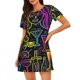 thumbnail image 1 of Fotbe Neon Bar Drinks Bata de Dormir para Mujer con Estampado, Camisón de Algodón de Manga Corta, Ropa de Dormir Casual, 1 of 6