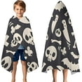 thumbnail image 3 of Spooky Halloween Icons Pattern Hooded Bath Towel，50"x30" for Ages 3 To 12 Kids, Quick Dry Lightweight Soft Microfiber Hood Beach Towel Cover Up for Kids, 3 of 7