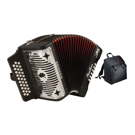 Paquete de acordeón Hohner Panther Diatonic de 31 teclas con funda