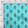 thumbnail image 1 of oneOone Cotton Silk Aqua Blue Fabric Floral Block Craft Projects Decor Fabric Printed By The Yard 42 Inch Wide, 1 of 4