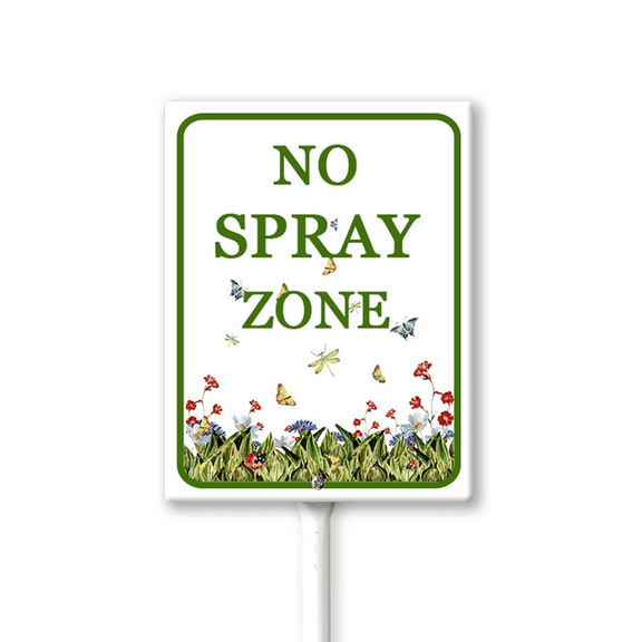 Eveokoki No Spray Zone Aluminum Sign with Stake Metal Yard Sign Garden Signs Outdoor for Lawn Yard Garden Decor, Easy to Install 8In x 12In