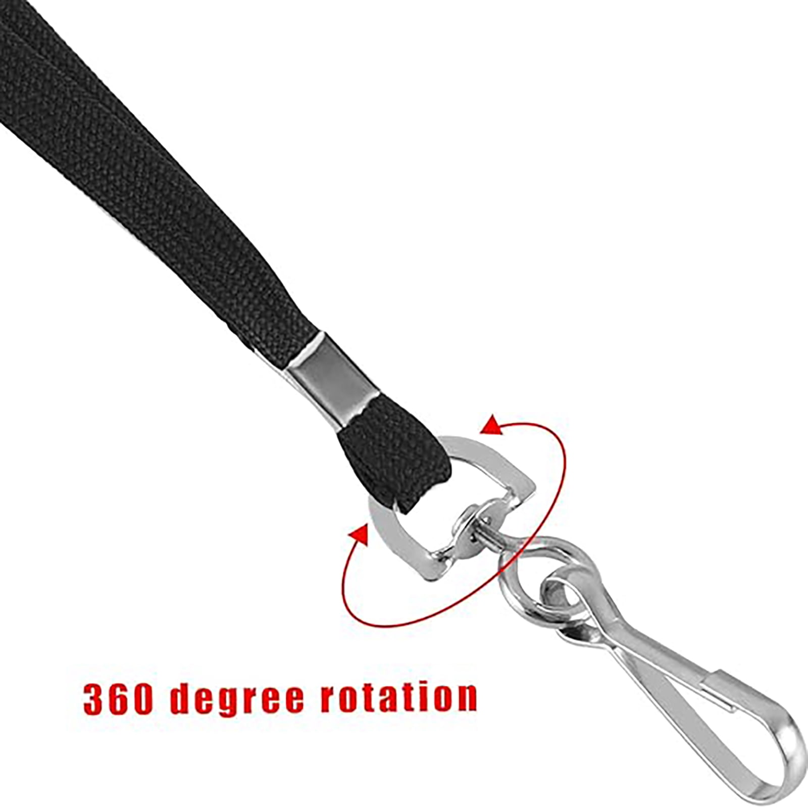 50 Pack- Lanyard Bulk Lanyards for Id Badges Flat Lanyard with Badge Clip Swivel Hook (Black)