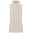 thumbnail image 5 of Socal Look Women's Sleeveless Turtleneck Sweater Top in Stretchable Viscose Cream, M, 5 of 6