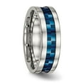 thumbnail image 4 of Auriga Stainless Steel Polished Blue IP-plated Checkered Design 7 mm Band for Women Size 11, 4 of 6