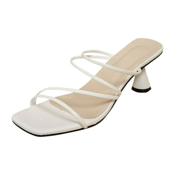 hopeusnice High Heels Shoes for Women Open Toe Sandals Breathable Non-slip PU Materials Summer Shoes Women's High Heels Shoes Soft Trendy Tapered High heel Square Toe Dress Shoes Beige 41