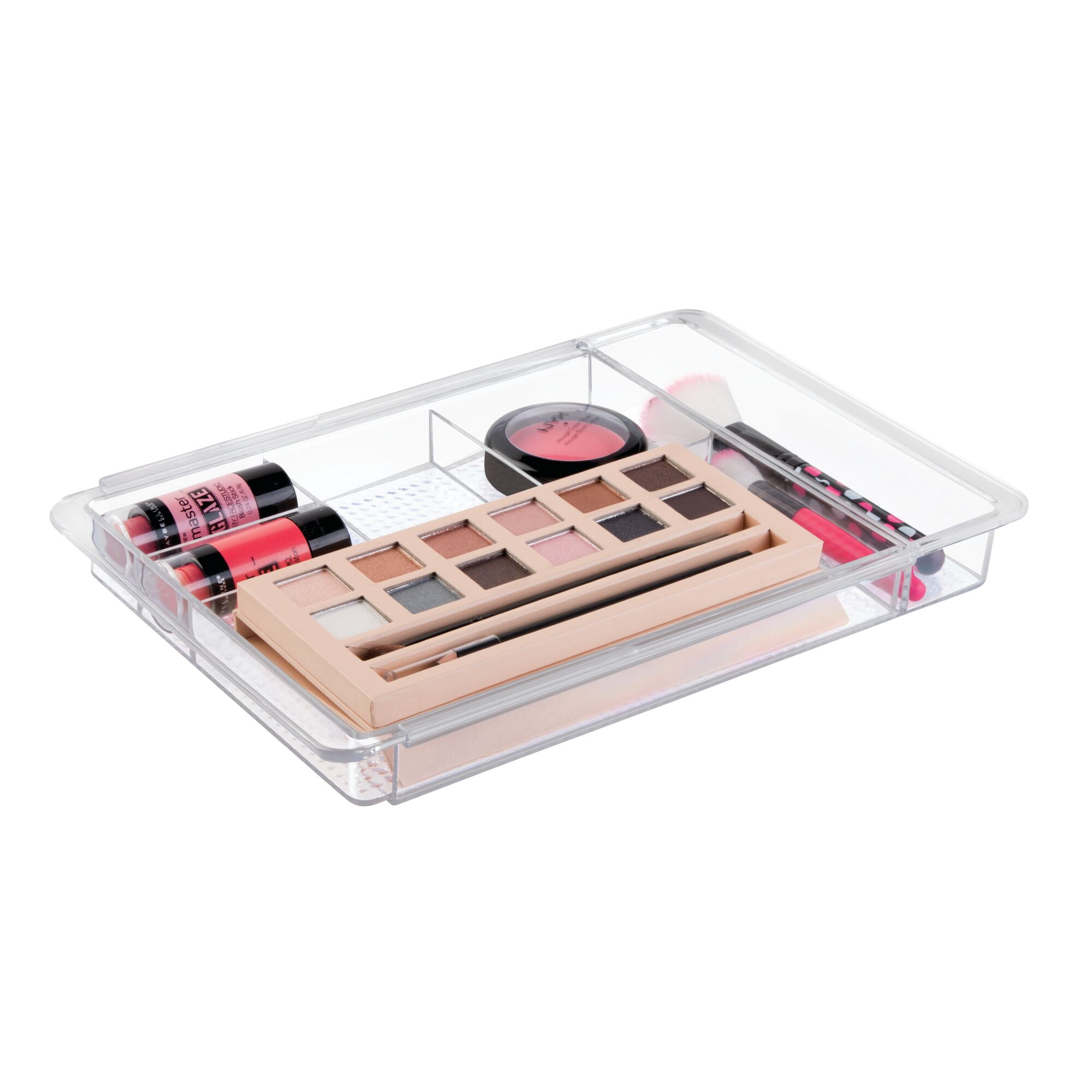 iDesign Clarity Expandable Divided Drawer and Shelf Organizer Tray, 7.8" x 11.5" x 1.25", Clear