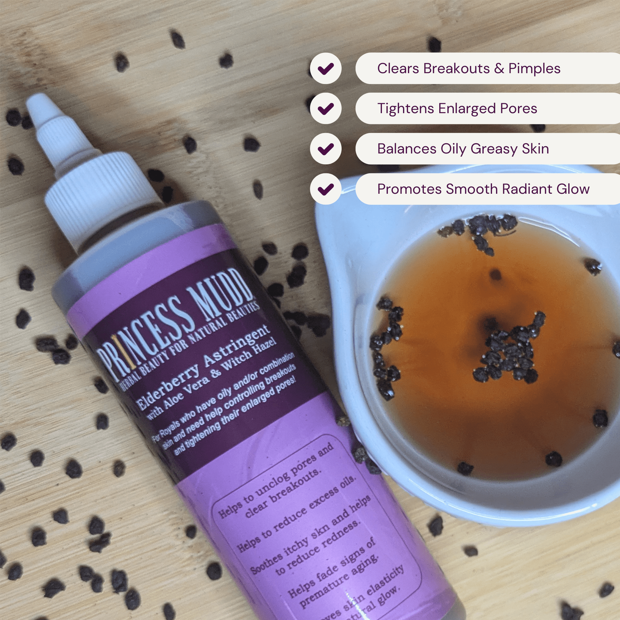Princess Mudd Herbal Beauty Elderberry Toner, 8oz