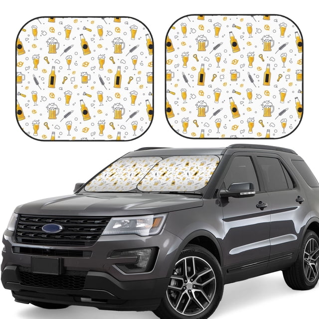 Balery Beer Parasol para parabrisas de coche de 2 piezas | Parasol plegable para parabrisas delantero de coche para la mayoría de sedanes-Medium