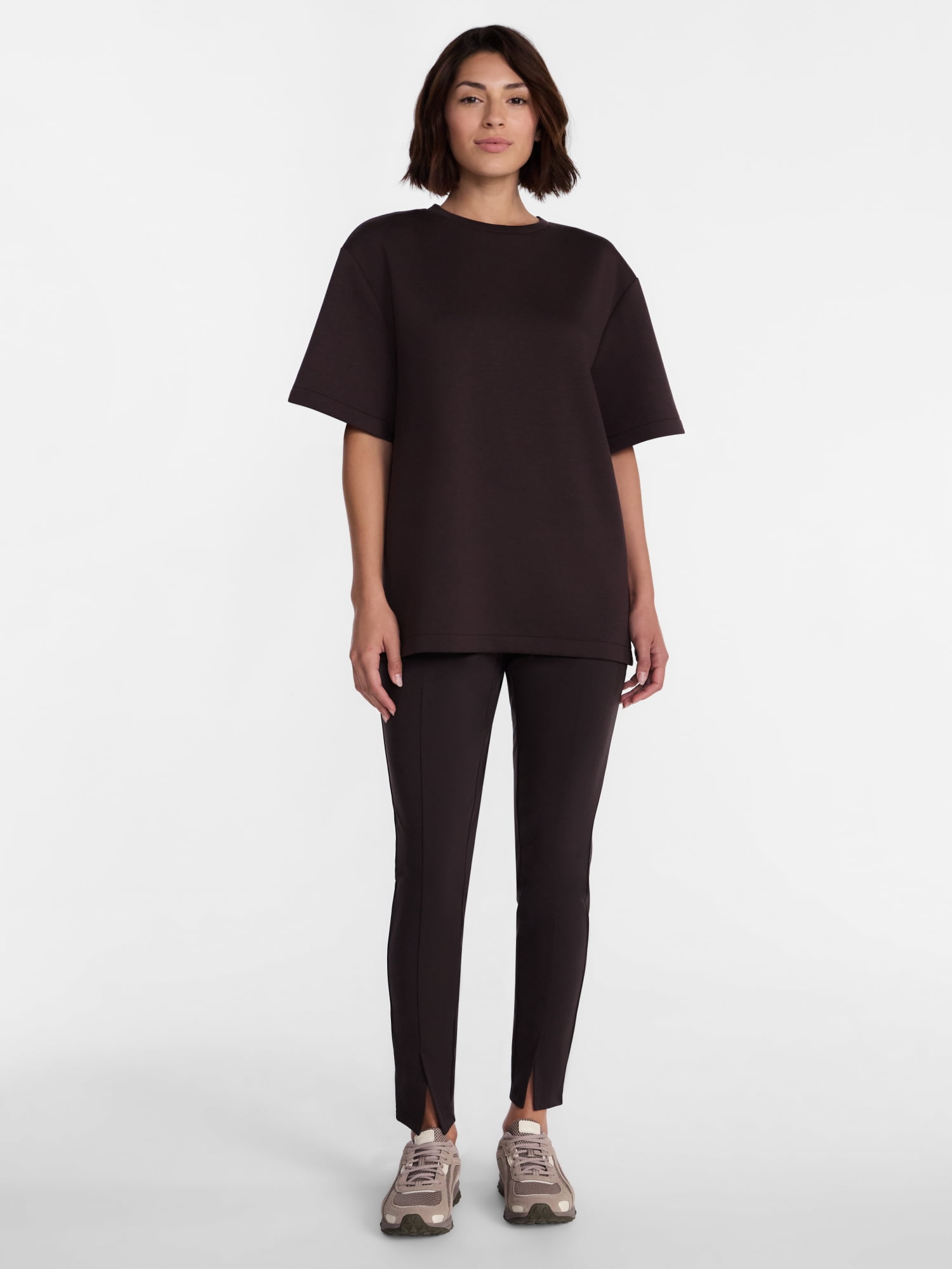 Avia Women's ScubaKnit Short Sleeve Tunic Top, Sizes XS-XXXL