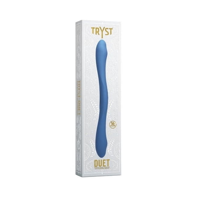 Tryst Duet Rechargeable Silicone Double End G-Spot Vibrator with Remote Control, Blue