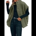 thumbnail image 1 of Chaleco de Felpa para Mujer, Informal, Extragrande, Cálido, con Botones y Bolsillos Verde S, 1 of 9