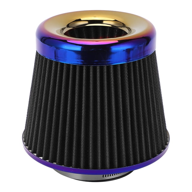 Filtro de aire de admisión de automóvil 3 pulgadas/76 mm Accesorio universal de cono reutilizable lavable de alto rendimiento Negro