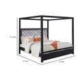 thumbnail image 5 of Abrie Solid Wood Canopy Queen Bed, Button Tufted, Touch LED, Dark Gray- Saltoro Sherpi, 5 of 5