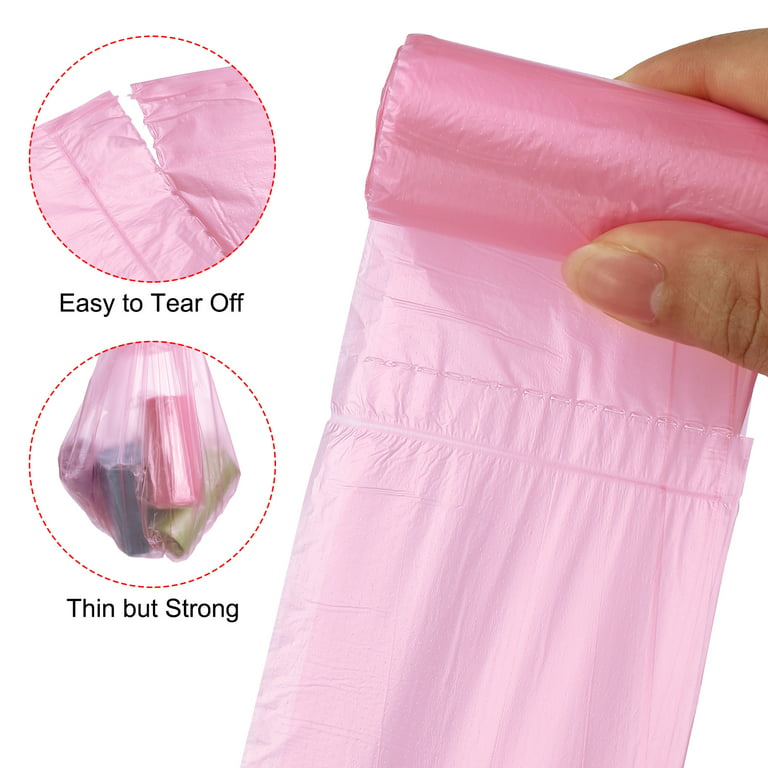 Uxcell 0.5 Gallon Small Trash Bags Garbage Bags PE Plastic Pink 6 Rolls 180  Counts