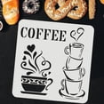 thumbnail image 3 of Plantilla para taza de café de 30 x 30 cm (11,8 x 11,8 pulgadas), reutilizable, para dibujo de café, de plástico PET. Plantilla para pintar tazas de café y decorar tu propia cafetería., 3 of 6