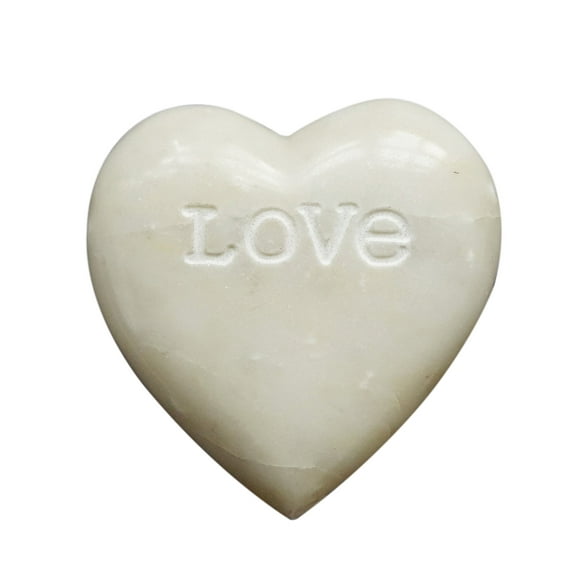 Creative Co-Op Esteatita Corazón Decoración Grabado Amor Blanco