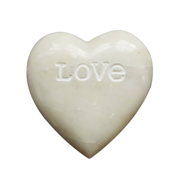 Creative Co-Op Esteatita Corazón Decoración Grabado Amor Blanco