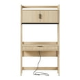 thumbnail image 4 of Walker Edison Transitional Reeded Desk with Hutch, Coastal Oak, 4 of 21