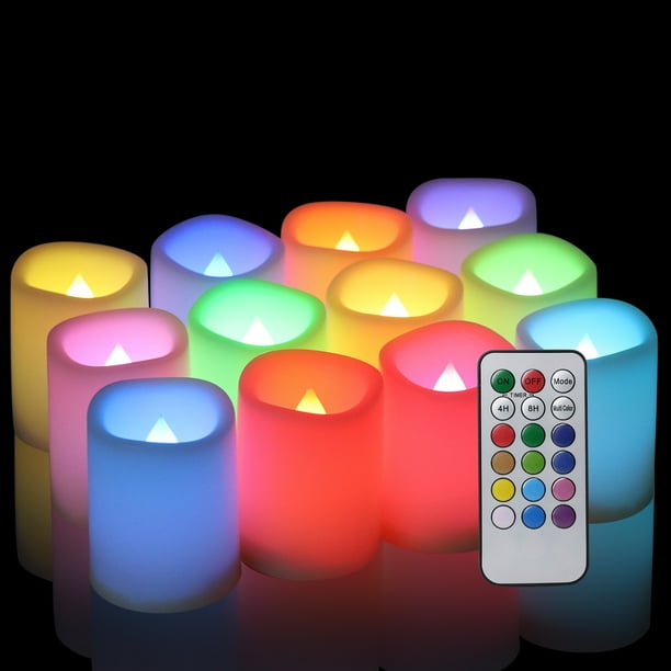Lasumora 12PCS Color Changing LED Tea Light Candles with Timer and