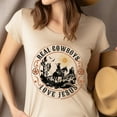 thumbnail image 4 of Christian Western T-Shirt – Real Cowboys Love Jesus Graphic Tee, Faith and Country Style, White, Size S, 4 of 6