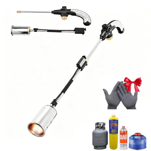 Propane Torch Weed Burner – 45,000 BTU Flame Thrower with 30" Curved Handle, Comfort Grip, Heavy Duty Propane Torch for Weed Control, Ice Melting, Snow Removal (1 pc)