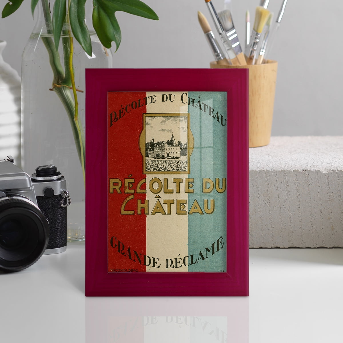 Recolte Du Chateau -Framed Print w/glass-Cherry Red