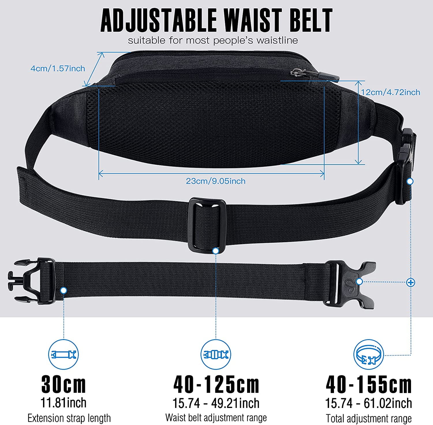 waterfly WATERFLY Fanny Pack Slim Soft Polyester Water Resistant