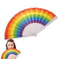 thumbnail image 1 of 10 abanicos de mano de arcoíris, abanicos de mano plegables Pride Fan, abanicos de mano coloridos, abanicos plegables de plástico para eventos de festivales de música y suministros de baile, 1 of 6